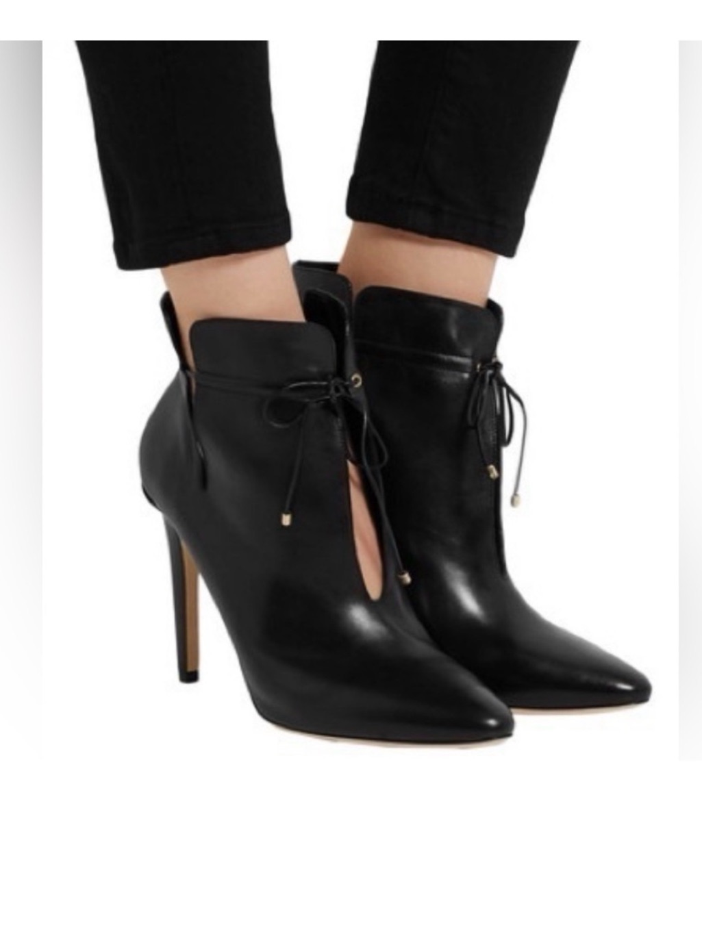 Jimmy Choo Murphy 100 Soft Leather Cut Out Ankle Bootie Black